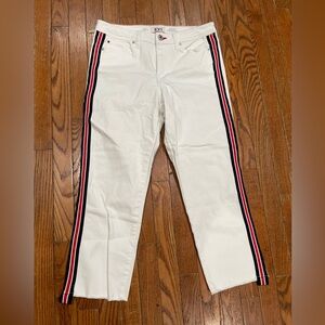 Women's White Pants with Striped Detail
